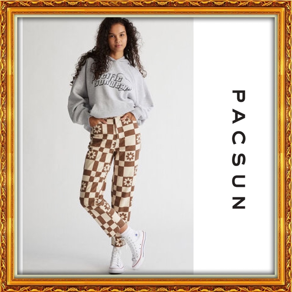 NWT | PacSun Eco Flower Checkerboard High Waisted Jeans!!